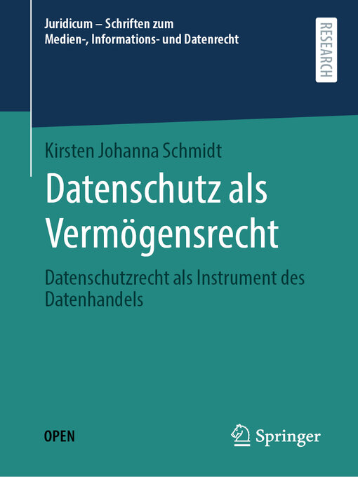 Title details for Datenschutz als Vermögensrecht by Kirsten Johanna Schmidt - Available